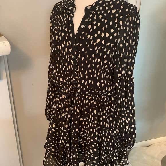 A-Line Dress By Together polka dot Black Gauzy Romantic Flouncy whimsigoth Sz M - Picture 10 of 16
